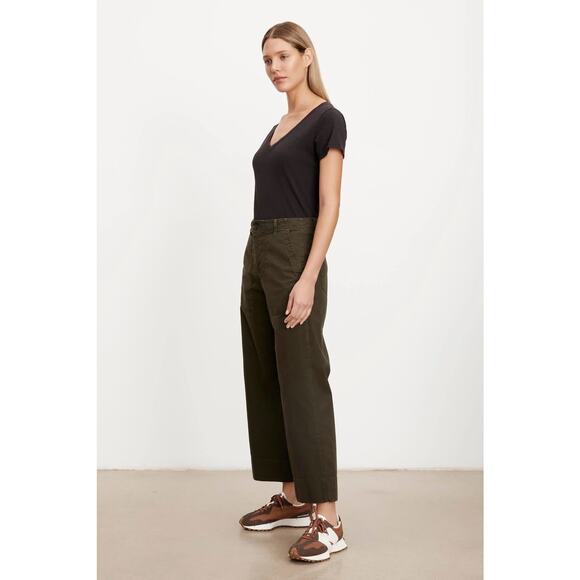 Velvet by Graham & Spencer Mya Cotton Canvas Utility Pant in Green size 8 - Picture 3 of 7